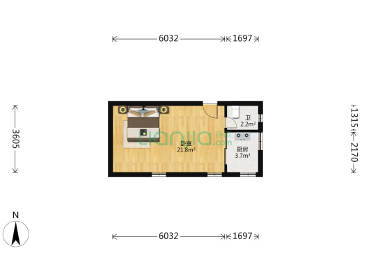 合和大厦 1室0厅1卫 41平方