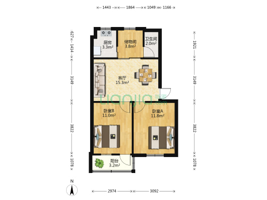 建银咨询住宅楼小区 2室1厅1卫 61平方