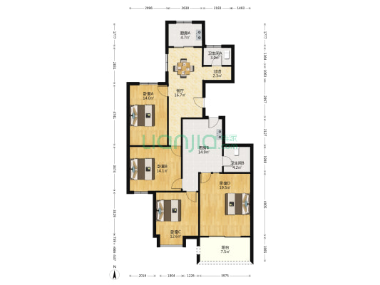 富锦家园 4室1厅2卫 150平方