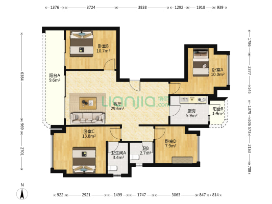 御璟悦来知鹭 4室1厅2卫 120平方