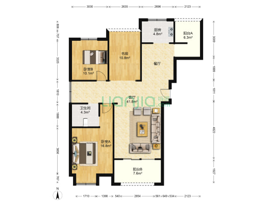 成美翡翠公馆 3室1厅1卫 122平方