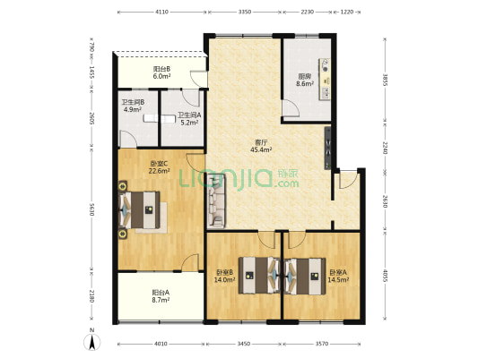 苏祠路158号 3室1厅2卫 153平方