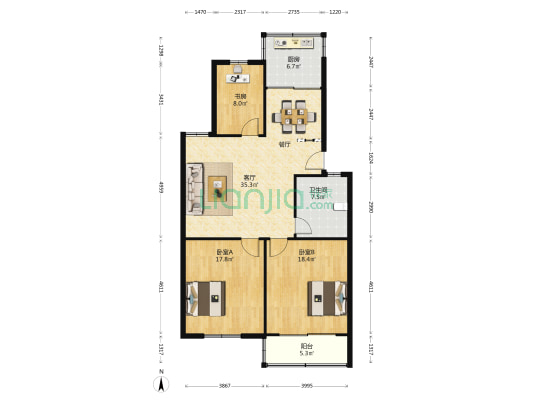 清华苑教师公寓 3室1厅1卫 113平方