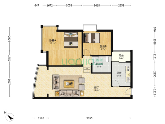 双柏花园 2室1厅1卫 84平方