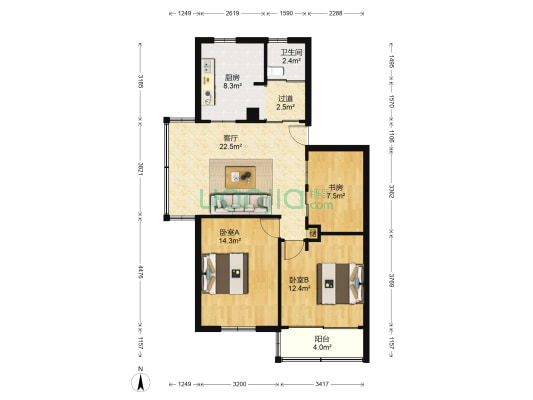 银杏苑小区 3室1厅1卫 92平方