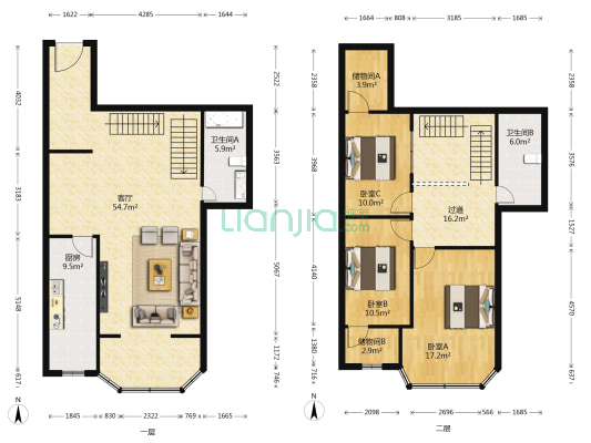 德源大厦 3室1厅2卫 179平方