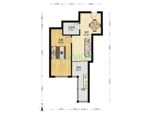 竣雅阁 1室1厅1卫 53平方