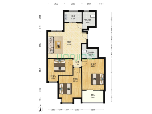 高沙百盛苑 3室1厅2卫 114平方