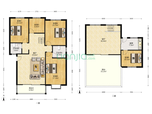 枫都嘉苑 5室2厅2卫 175平方
