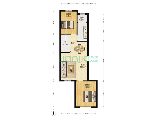 南郡水云天3号 2室1厅1卫 83平方