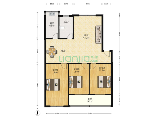 广电局家属院 3室1厅1卫 121平方