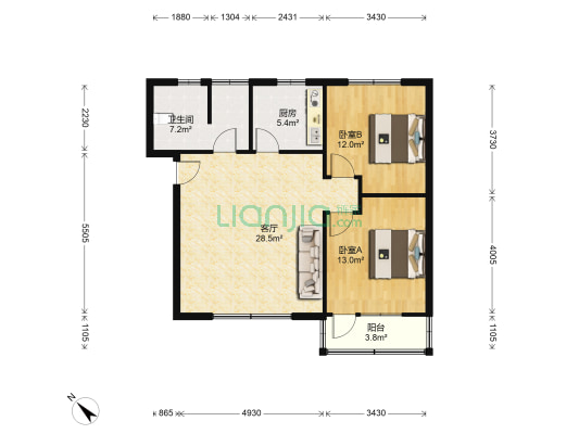 桃李苑（棠中） 2室1厅1卫 87平方