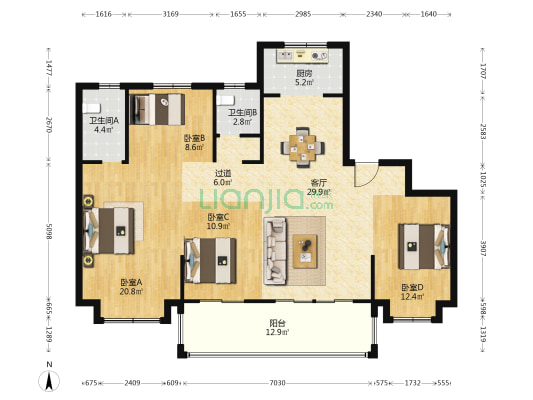 辉逸云庭 4室1厅2卫 143平方