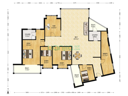 省建苑大厦 4室1厅2卫 160平方