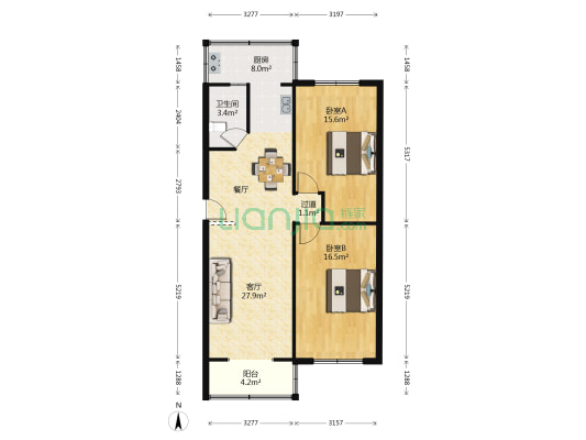 39中大安街 2室1厅1卫 94平方