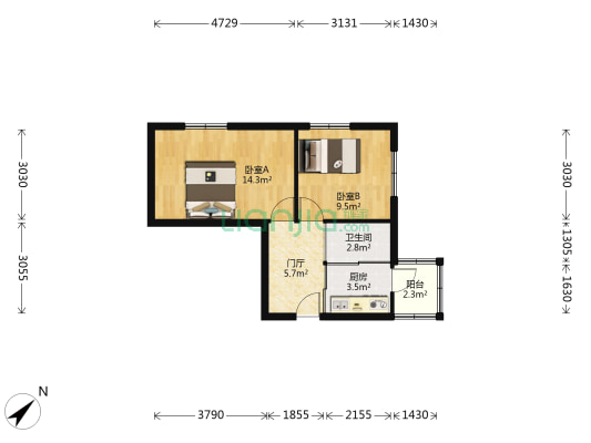 和平二道街 2室0厅1卫 53平方