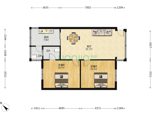 银潭二路101 2室1厅2卫 81平方