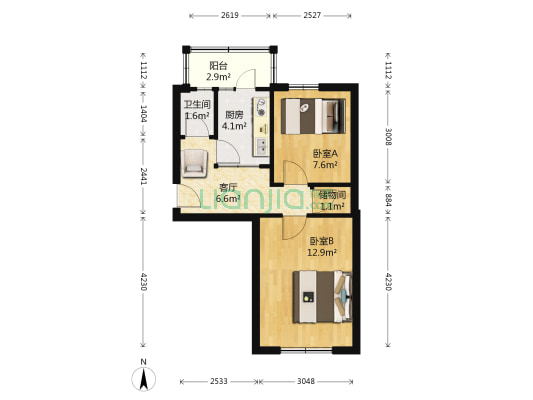 南六西路 2室1厅1卫 51平方