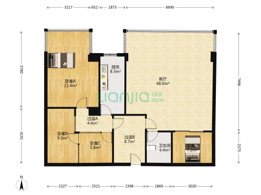 中环大厦 4室1厅1卫 159平方
