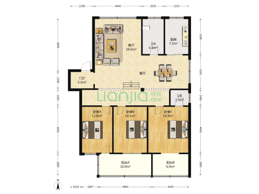邱家咀沿湖小区 3室1厅2卫 158平方