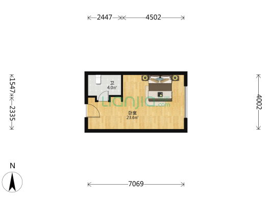 北环大厦 1室0厅1卫 41平方
