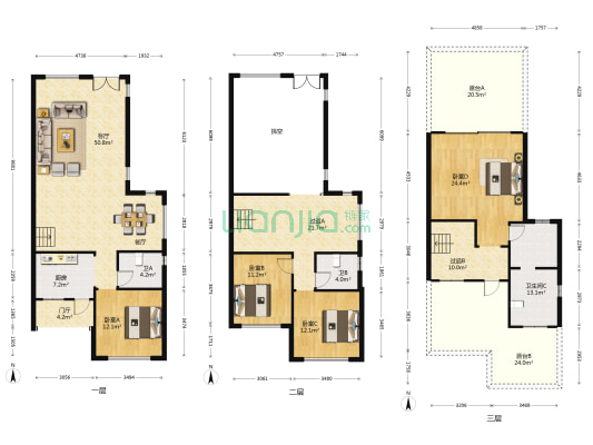 恒大金碧天下二期 4室1厅3卫 214平方