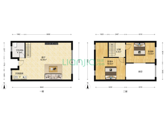恒大御澜国际 2室1厅1卫 77平方