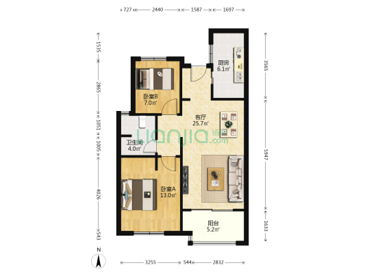 新城香溢都荟 2室1厅1卫 82平方