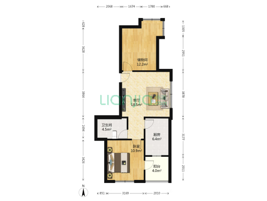 金连领地 1室1厅1卫 76平方