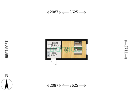 金港大厦 1室0厅1卫 22平方
