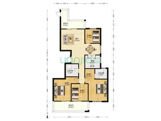千面山安置房 4室1厅2卫 139平方