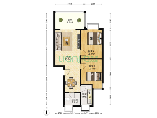 白鹤路 2室1厅1卫 71平方