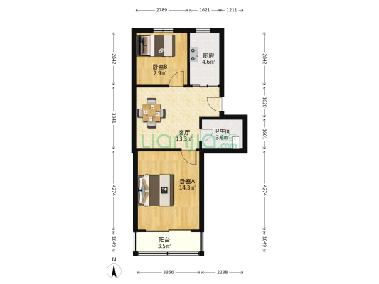 南园南路25号 2室1厅1卫 58平方