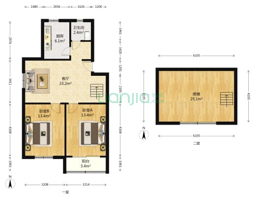 张王庙68号 2室1厅1卫 77平方