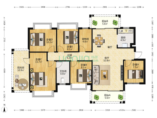 威宁首府德逸园 5室1厅1卫 143平方