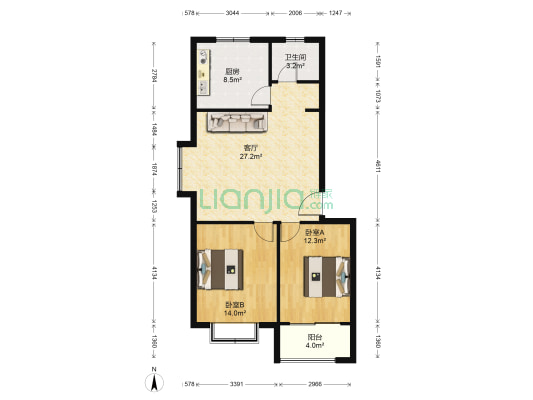 洪山新星安居小区 2室1厅1卫 90平方