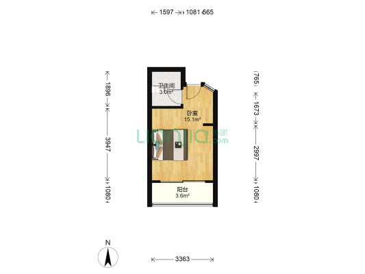 学府1+1公寓 1室0厅1卫 32平方