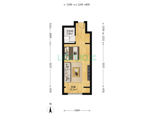 新市区苏州路旁碧桂园天玺电梯单身公寓可自住出租精装-户型图