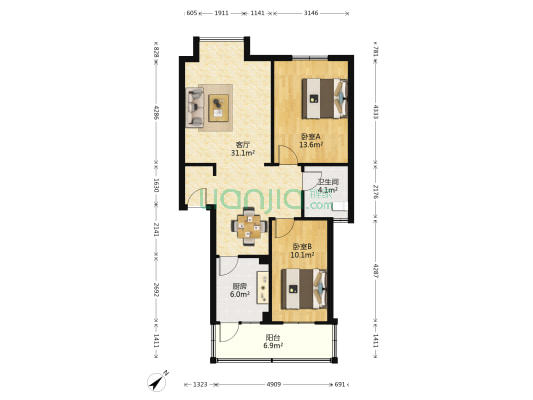 合江苑 2室1厅1卫 83平方