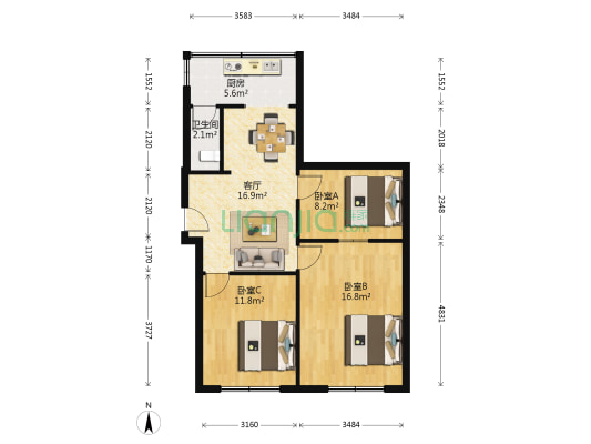 东巷子1 号 3室1厅1卫 71平方