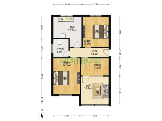 南流路361号 2室1厅1卫 82平方