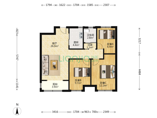 财富壹号融悦 3室1厅1卫 99平方