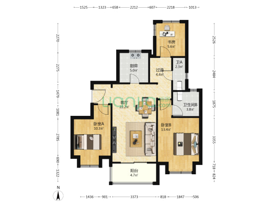 深业青珑上府 3室1厅2卫 98平方