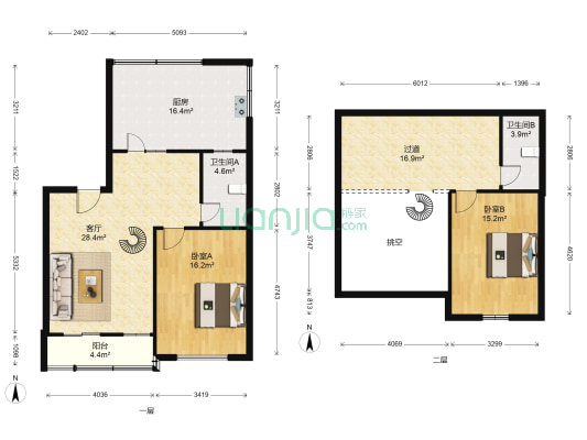 第6大道第博雅园 2室1厅2卫 61平方