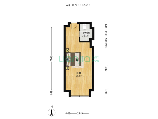 建鲁时代广场 1室0厅1卫 42平方