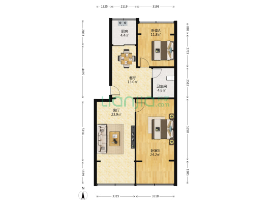传输局家属院（金塔巷） 2室2厅1卫 102平方