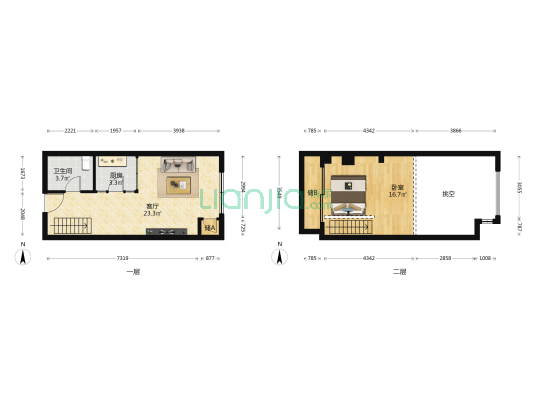 熙兆大厦 1室1厅1卫 46平方