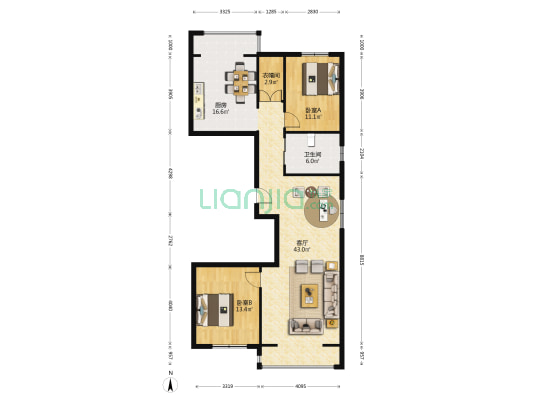 鑫基业华府 2室1厅1卫 138平方