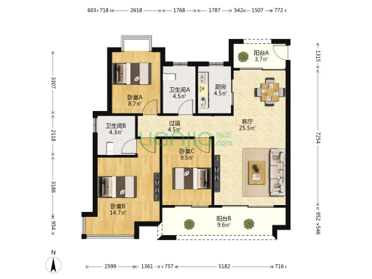 力高君誉城 3室1厅2卫 113平方