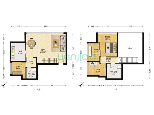 晗山悦海城 3室1厅2卫 81平方